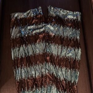 Chic Sequin Striped Pencil Skirt